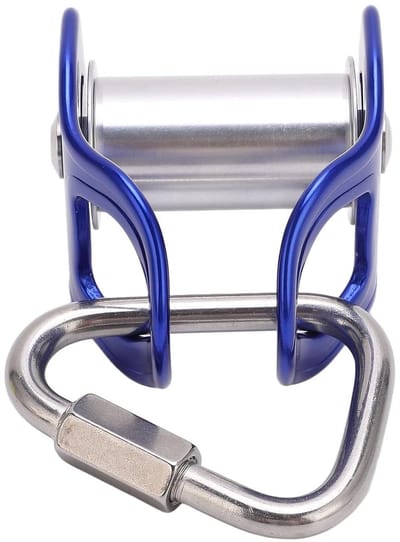 Slackline Poelie - Klimtouw Katrol - Buiten Training - Luchtvaartkwaliteit Aluminium - 6.5x6x8 cm - Blauw