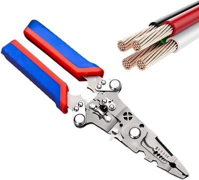 Draadstripper - Kabel Stripgereedschap - Elektrisch Werk - Met Spanningstester - 24 cm - Grijs