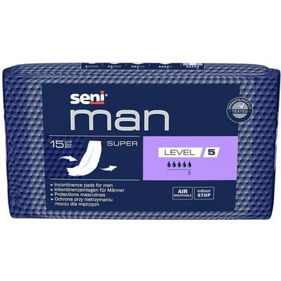Seni® Man Super Mannelijke inleggers absorptie 5 15 Incontinentie onderlegger