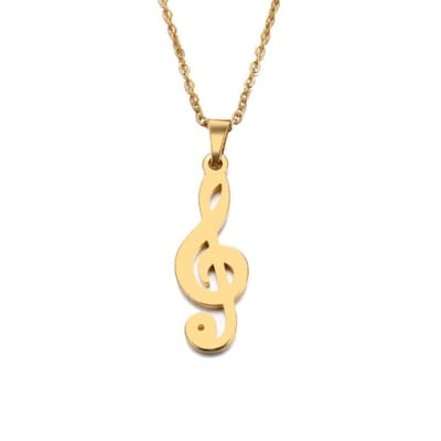 Muzieksleutel met ketting goudkleur