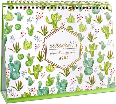 Familiekalender 2026, 25 x 19 cm, Tafelkalendar voor het hele jaar, Mooi ontwerp met dubbele spiraalbinding, Perfect voor thuis en op kantoor