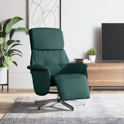 vidaXL - Fauteuil - verstelbaar - met - voetensteun - stof - donkergroen