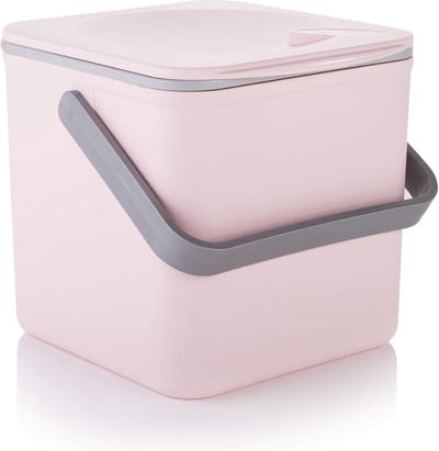 Keuken Compostbak - Aanrecht Voedselafval Caddy met Easy Wipe Clean Interieur - 35 L (09 gall.) (Pastel Pink)