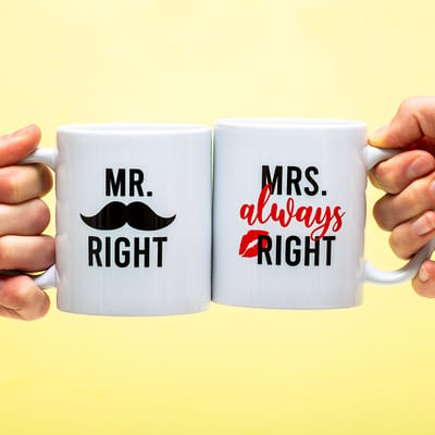 Mok Mr Right & Mrs Always Right (set Van 2) van Ditverzinjeniet.nl
