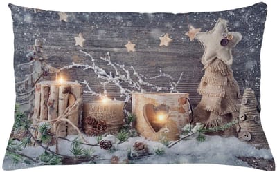 ABAKUHAUS Kerstkussen – Dubbelzijdig bedrukt – Khaki/Grijs – 65x40 cm
