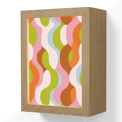 Wandlamp 15x20 cm - Oplaadbaar - Abstract - Vormen - Roze - Wandlampen binnen woonkamer - Slaapkamer lamp met kabel - Decoratieve nachtlamp - Vloerlamp snoer