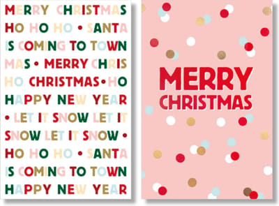 MGPcards - 2 doosjes à 10 Luxe dubbele wenskaarten - Kerst/Nieuwjaar - Foliebewerking - Witte envelop - 10.5 x 16 cm - 2 Motieven per doosje
