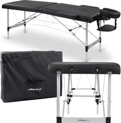 Inklapbare massagetafel met 2 zones - Comfortabele massagebank met volledige uitrusting 185 x 60 cm, tot 250 kg belastbaar