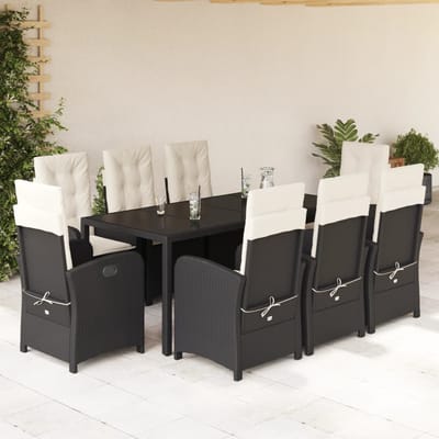 vidaXL - 9-delige - Tuinset - poly - rattan - zwart