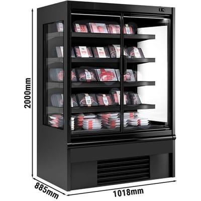 GGM Gastro Wandkühlregal - 1020mm - 602 Liter - mit 2 doppelt verglasten Flügeltüren & 4 Ablagen Zwart