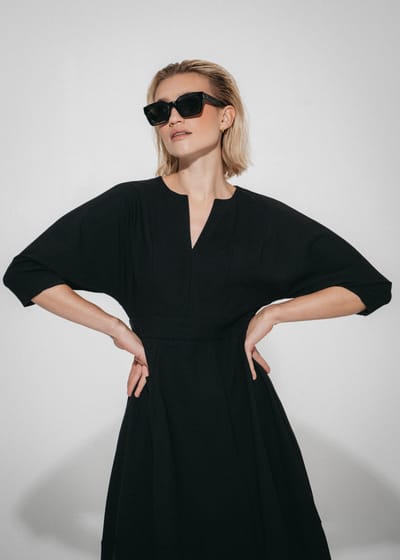 Sasha dress Sensitive tech fabric | Black - Black / S