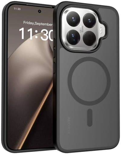 Hoesje voor Xiaomi 15T Pro – Hybrid Back Cover - Compatible met MagSafe – Schokabsorberend TPU & Hard PC – Matte Semi Transparante Beschermhoes Zwart