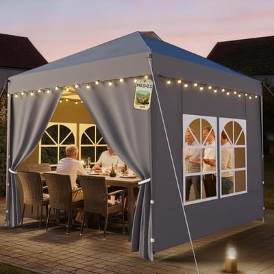 Pop-up tent - Feesttent Tuin - Buiten Ontspannen - Inclusief zijwanden - 2.5 x 2.5 meter - Grijs