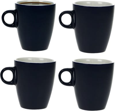 Cosy & trendy Koffiekopjes/bekers - 4x - donkerblauw - 190 ml - Keramiek - glans finish