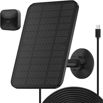 Zonnepaneel Camera - Energie Oplader - Continu Stroom - Verstelbare Houder - 4 Meter Kabel - Zwart