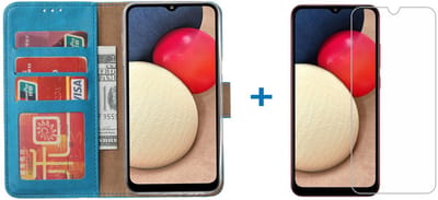 Hoesje Geschikt Voor Samsung Galaxy A02s Hoesje bookcase - Turquoise Met screenprotector
