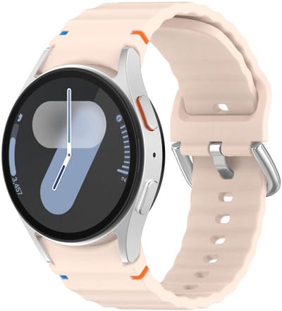 Siliconen wave bandje - geschikt voor Samsung Galaxy Watch 7 (40 & 44mm) / Watch 6 (Classic) / Watch 5 (Pro) / Watch 4 (Classic) / Watch FE - zilveren gespsluiting - roze