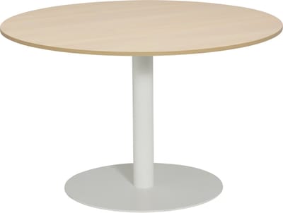T60 - Kolomtafel Rond - 100x100 - 74cm hoogte - Eiken Whitewash - Wit Frame (Nederlands Product - BUUR Collectie)