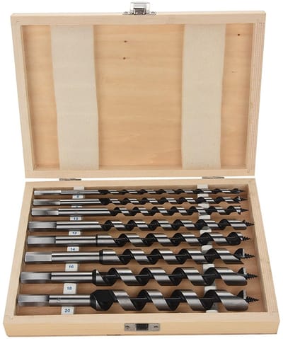 Dailygoods - 8-delige Slangboorset van Koolstofstaal met Houten Etui