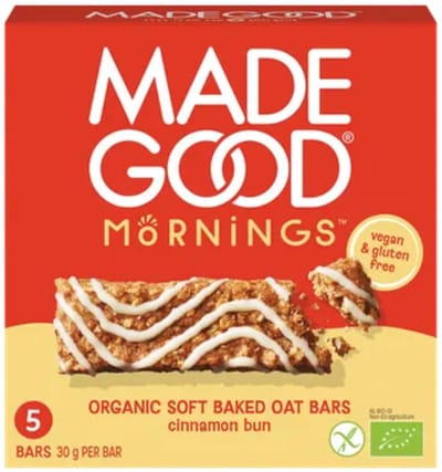MadeGood Mornings Baked Oat Bars Cinnamon Bun - 5 stuks