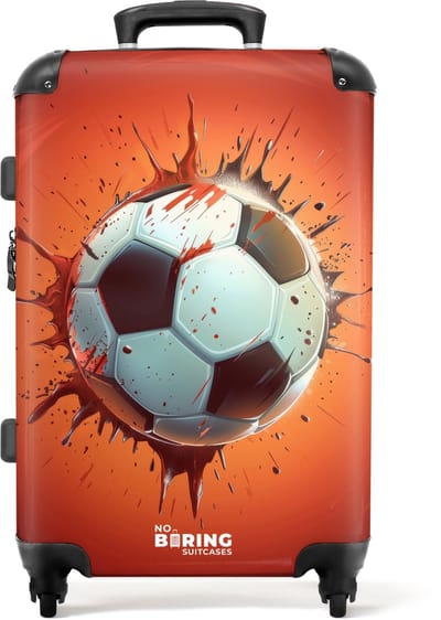 NoBoringSuitcases.com® - Kinderkoffer groot - Kindertrolley koffer - Voetbal - Explosie - Rolkoffer lichtgewicht - Reiskoffer met 4 wielen - Grote trolley XL - 20 kg bagage