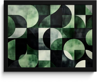 Poster in lijst - Fotolijst 40x30 cm - Posters - Abstract - Groen - Vormen - Posterlijst zwart - Decoratie - Wanddecoratie woonkamer - Muurdecoratie slaapkamer