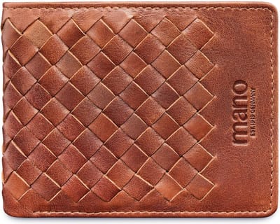 mano Leren Portemonnee Don Luca Mini Coin Wallet with Flap Cognac Bruine