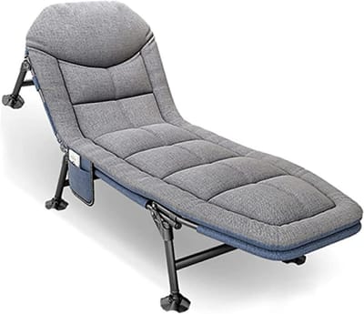 Campingbed met Matras - Klapbed Opvouwbaar - Ontspannen Buiten - 5 Verstelbare Posities - 200 x 68 cm - Grijs