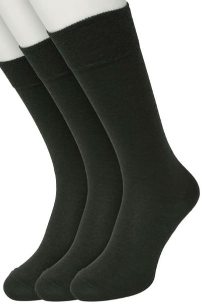 Bonnie Doon Basic Sokken Heren Donker Olijf Groen maat 40/46 - 3 paar - Basis Katoenen Sok - Gladde Naden - Brede Boord - Uitstekend Draagcomfort - Perfecte Pasvorm - 3-pack - Multipack - Effen - Olijfgroen - Leger - Dark Olive - OL6324013.205