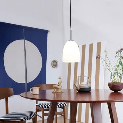 Dyberg Larsen hanglamp Jazz, Ø 18 cm, opaal/staal, glas