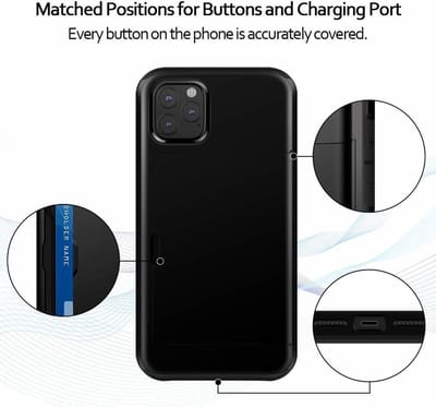 ShieldCase Kaarthouder case met slide geschikt voor Apple iPhone 11 Pro Max hoesje - Hardcover hoesje met ruimte voor pasjes - Extra sterke bescherming - Kwalitatieve backcover - zwart