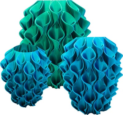 Bluma moderne vaas - Decoratieve vaas - Blauw / Groen - 3d geprinte vaas – geschikt voor droogbloemen - 20CM