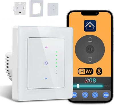 Slimme Rolluikschakelaar - Wifi Jaloezie Besturing - Automatische Huisbesturing - App en Spraak Bediening - 55 x 55 mm - Wit