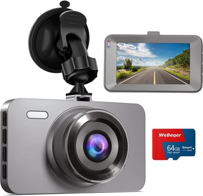 Dashcam Auto 1080P met 3 Inch IPS Scherm, Nachtzicht en 64GB SD Kaart