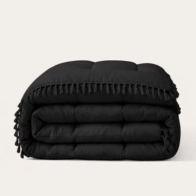 HappyBed Dekbed zonder overtrek 140x200 - Wasbaar Dekbed - Bedrukt dekbed zonder hoes - Hoesloos Dekbed - Eenpersoonsdekbed - Black