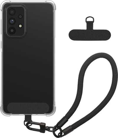 kwmobile telefoon hoesje transparant geschikt voorSamsung Galaxy A33 5G hoes - Case voor smartphones met polsbandje - TPU smartphone cover in transparant / zwart