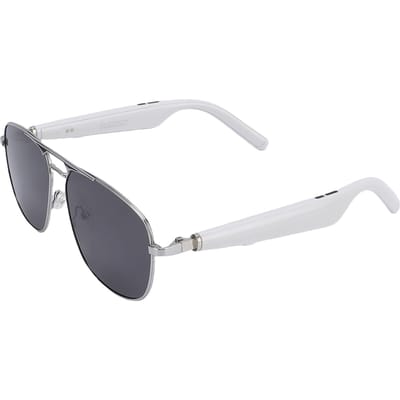Lunettes de Traduction IA Intelligentes Traducteur Bluetooth Lunettes de Soleil Polarisées Traduction en Temps Réel Intégré blanc