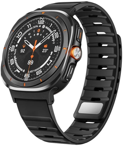 Luxe siliconen bandje - geschikt voor Samsung Galaxy Watch Ultra / Ultra 2025 47mm - premium magnetisch bandje met druksluiting - zwart