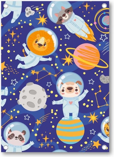 Dieren in de ruimte - Tuinposter 50x70 - Wanddecoratie - Besteposter - Dieren - Kinderen - Kinderkamer