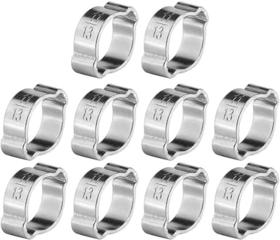 Dailygoods- Slangklem - 10 Stuks - Roestvrij Staal - Dubbele Oor Klemmen - Assortiment 5-23mm - Duurzaam - Slangbevestiging - Slangklemmen