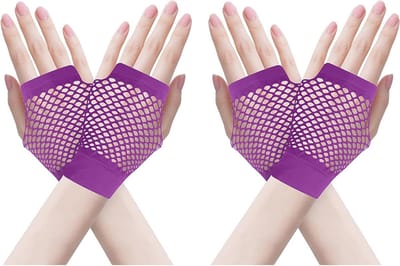 Vingerloze nethandschoenen voor Halloween, Kerst, kostuumfeesten en cosplay - 2 paar visnet handschoenen