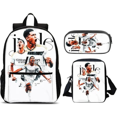 Bellingham 3-delige Set Rugzak Schooltassen Anime Schoudertas Etui Kampeer Boekentassen voor Jongens Meisjes Beste Cadeau black