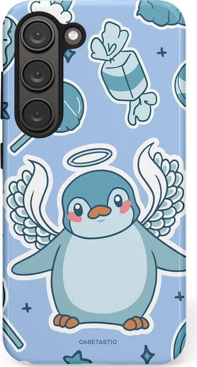 Casetastic Hoesje Geschikt voor Samsung S23 - Stijlvolle Beschermende Duo-layer Case - Pinguin vleugels