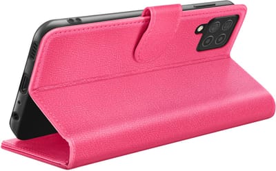 Zanae, Hoesje geschikt voor Galaxy M22 / M32 / A22 - Wallet Case & Magneetsluiting, Fuchsia