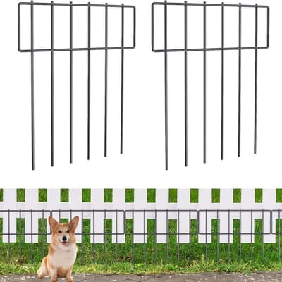 SnelShoppen - 10 Stuks Dierenbarrière Tuinfence, RVS Anti-Diggende Honden Tuinafscheiding, Blokkeren Van Honden En Konijnen, 10ft(L) x 17inch(H)