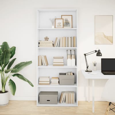 Vidaxl Boekenkast, Wit, 80X30X189 Cm, Materiaal Op Hout Gebaseerd