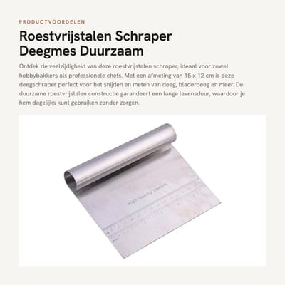 Dailygoods- Deegschraper Roestvrij Staal - Deegsnijder - Deegspatel - Keukenschraper - Broodmes - Comfortabele Handgreep 15 x 12 cm - Bakspatel