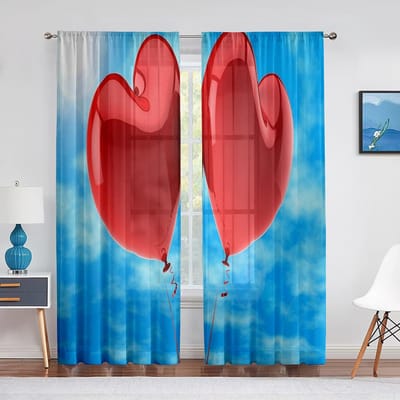 Hotroze Liefdesharten Transparant Voile Gordijn Meisjes Prinses Schattig Modern Minimalistisch Tule Gordijnen voor Woonkamer Slaapkamer Keuken 1 PCS W100XH250cm&Grommet Top