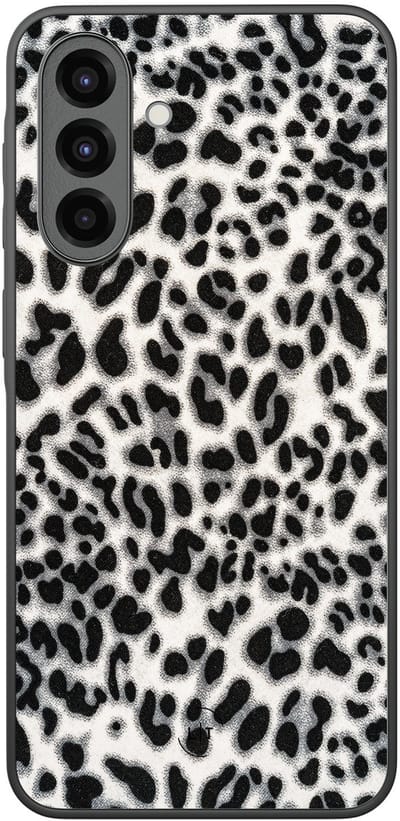 Leuke Telefoonhoesjes - Hoesje geschikt voor Samsung Galaxy A36 - Luipaard grijs - Backcover zwart - Luipaardprint - Grijs