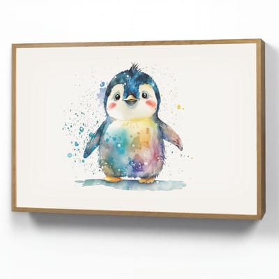 Nachtlampje 100x70 cm - Kinder lamp - Pinguïn - Regenboog - Waterverf - Dieren - Kinderen - Tafellamp kinderkamer draadloos - Slaapkamer lampje - Bedlamp kinderen - Kinderlampje - Wandlamp babykamer - Nachtlampjes
